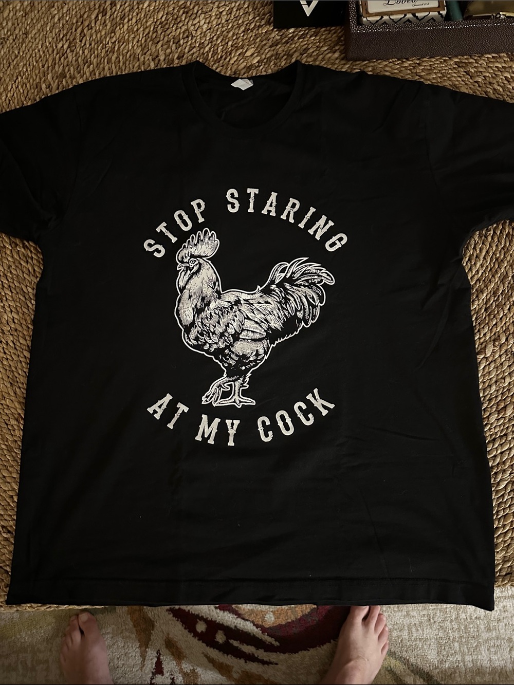 Black Graphic Tee - Stop Staring size XL
